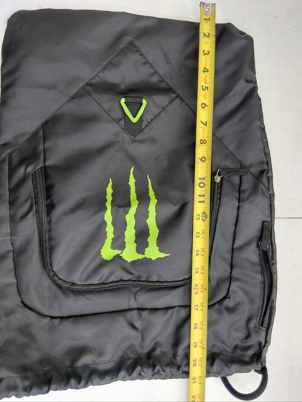 Black Men's Backpack with Neon Green Claw Accent
